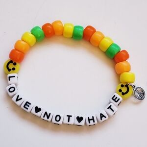 Handmade Smiley Face Love Not Hate Peace Charm Kandi Bracelet